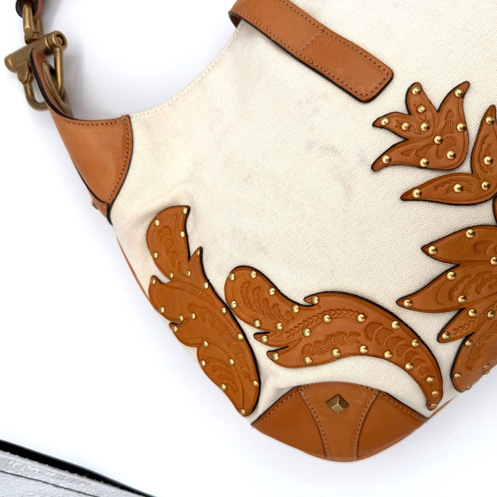 Gucci RARE Western Horsebit Tan and Cream Embellished Jackie Bag - Picture 10 of 13